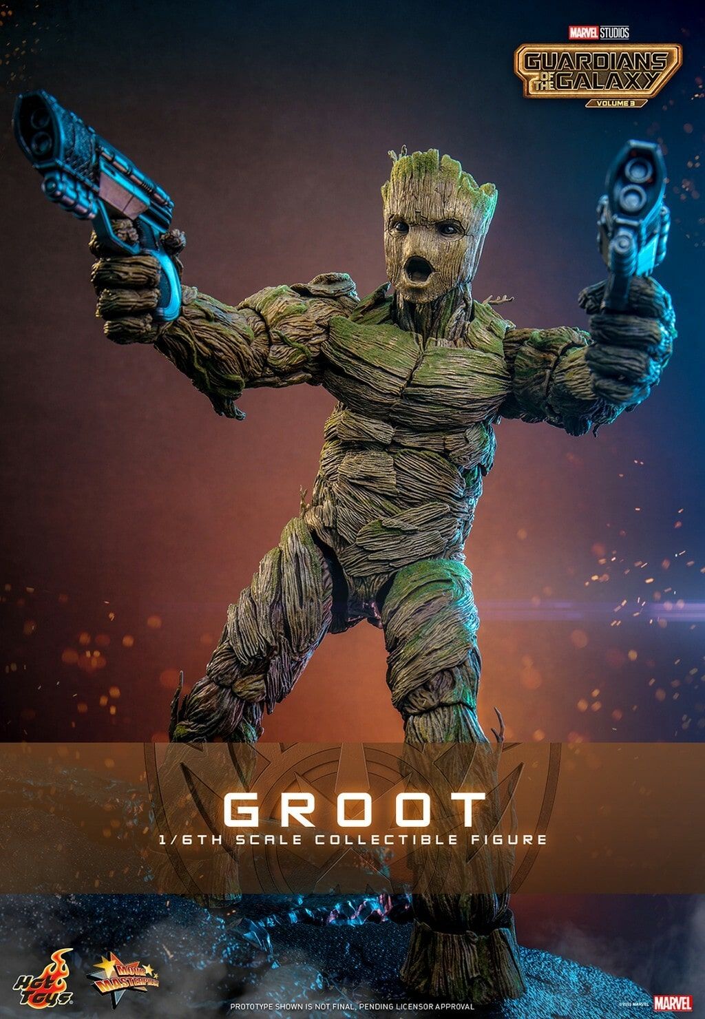 Statue Figurine GROOT 17 cm scène de la bombe Marvel Les gardiens de la  galaxie